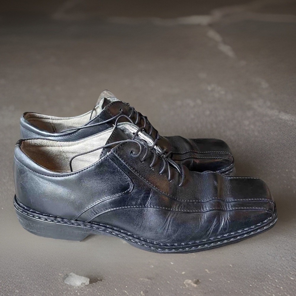 Mens 10M STACY ADAMS Oxford Dress Shoes Black Leather